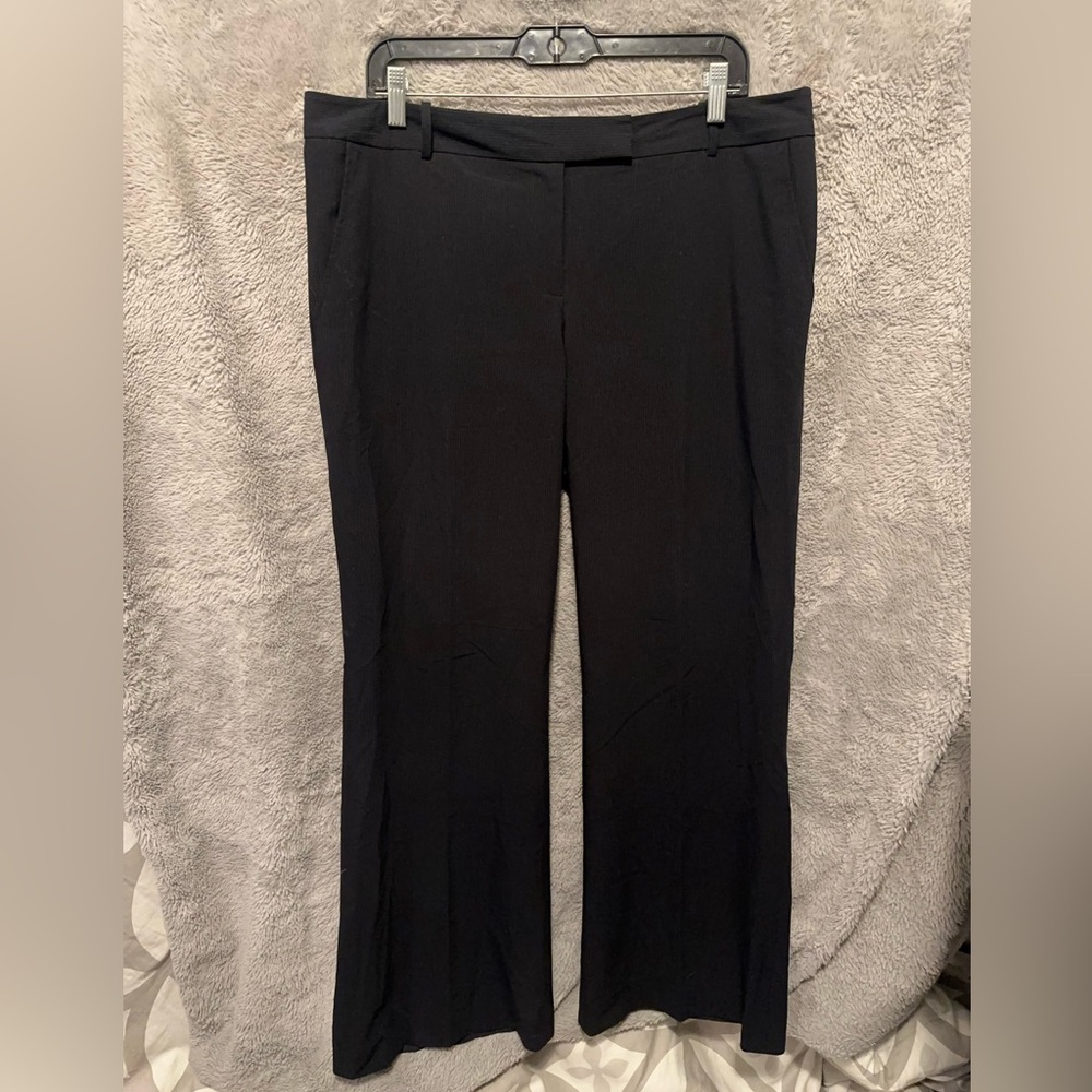 Calvin Klein Dress Pants Womens 12 / 36 Black Pinstripe Wide Leg Work Office